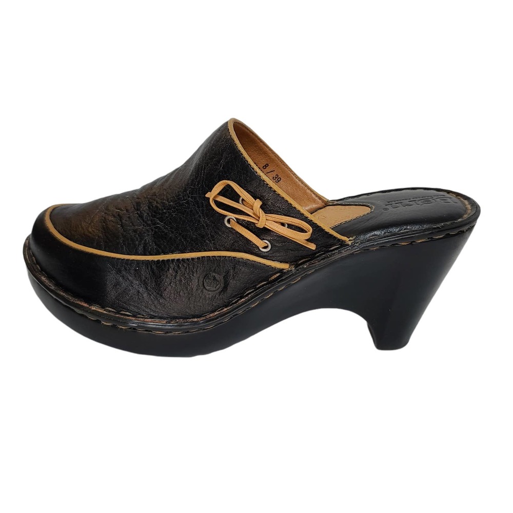 Born Black Leather Mule Shoes size 8